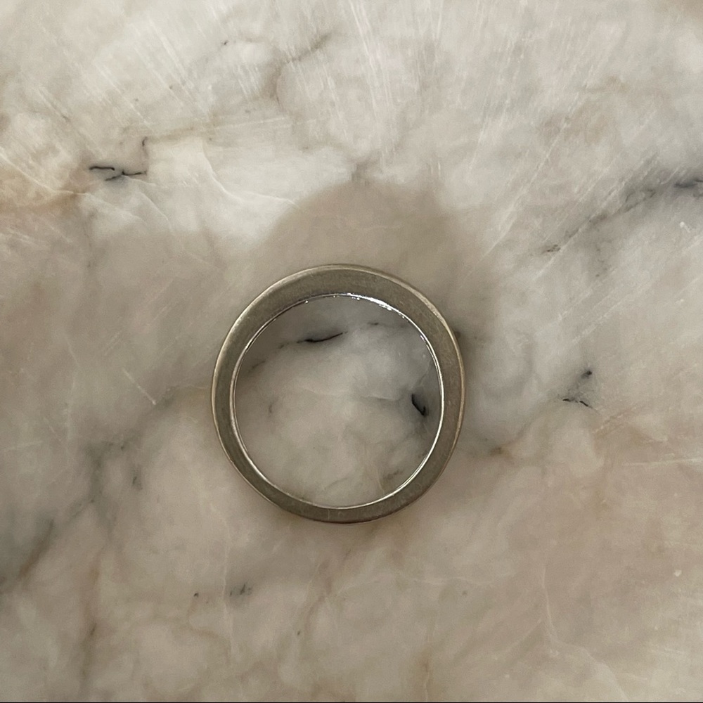 Solid 14K white gold diamond ring natural princess diamonds stacking band VTG - Picture 11 of 15